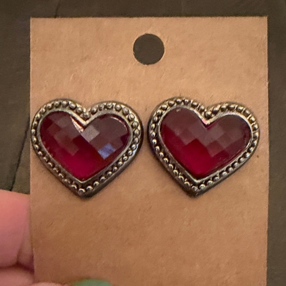 Heart-Shaped Red Earrings